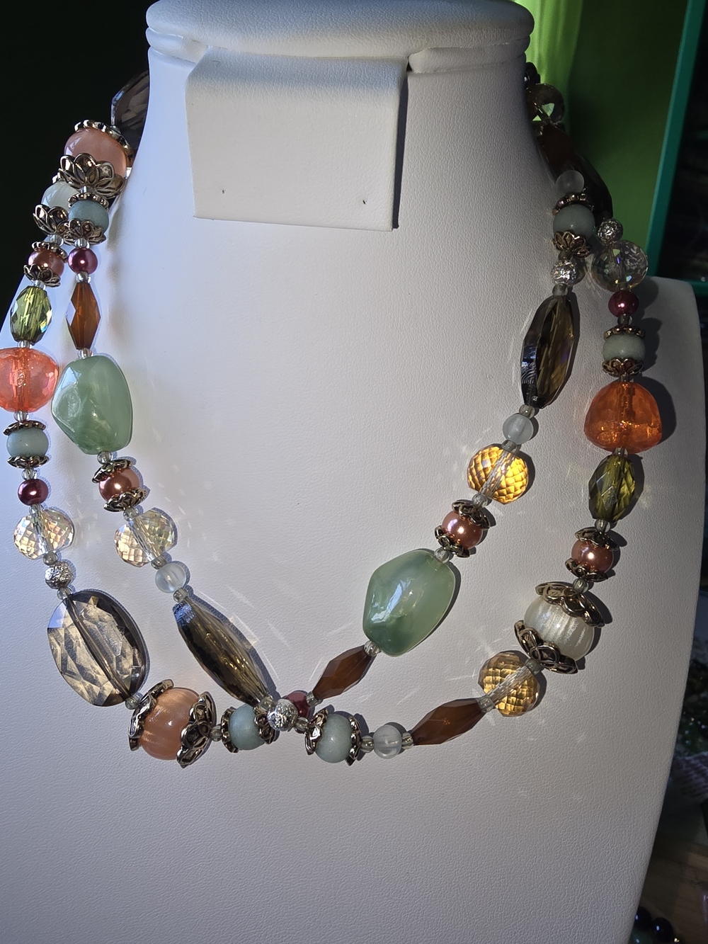 Multicolor Glass Bead Statement Necklace - Women Jewelry